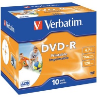 DVD-R Verbatim, 4.7GB 16x, Jewel Case 10 Stk. bedruckbar