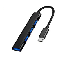 USB-Hub 3.0, 4 Port, NoName slim Typ-C, schwarz