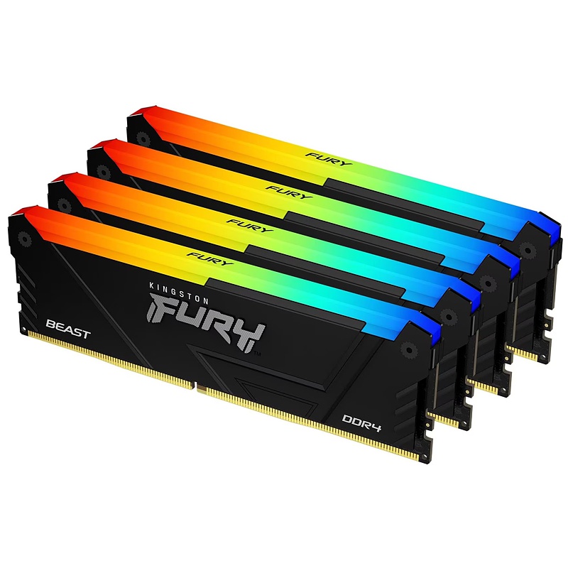 DDR4, 32GB, 3200Mhz Kingston Fury Beast RGB (4x8GB) DDR4, 32GB, 3200Mhz Kingston Fury Beast RGB (4x8GB)